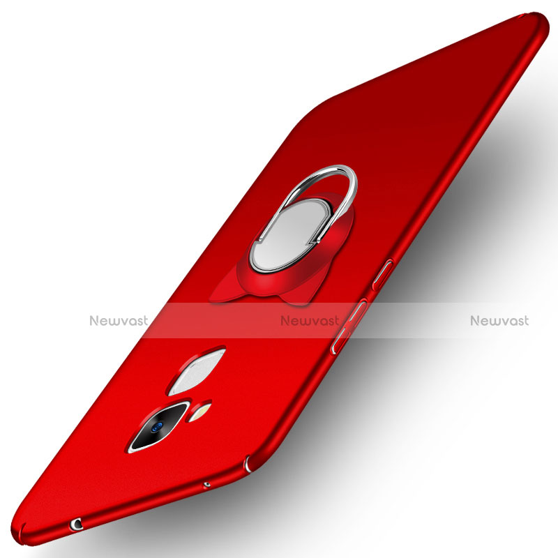 Hard Rigid Plastic Matte Finish Snap On Case with Finger Ring Stand A02 for Huawei GR5 Mini Red