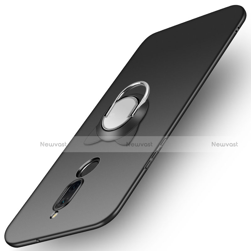 Hard Rigid Plastic Matte Finish Snap On Case with Finger Ring Stand A02 for Huawei Maimang 6 Black
