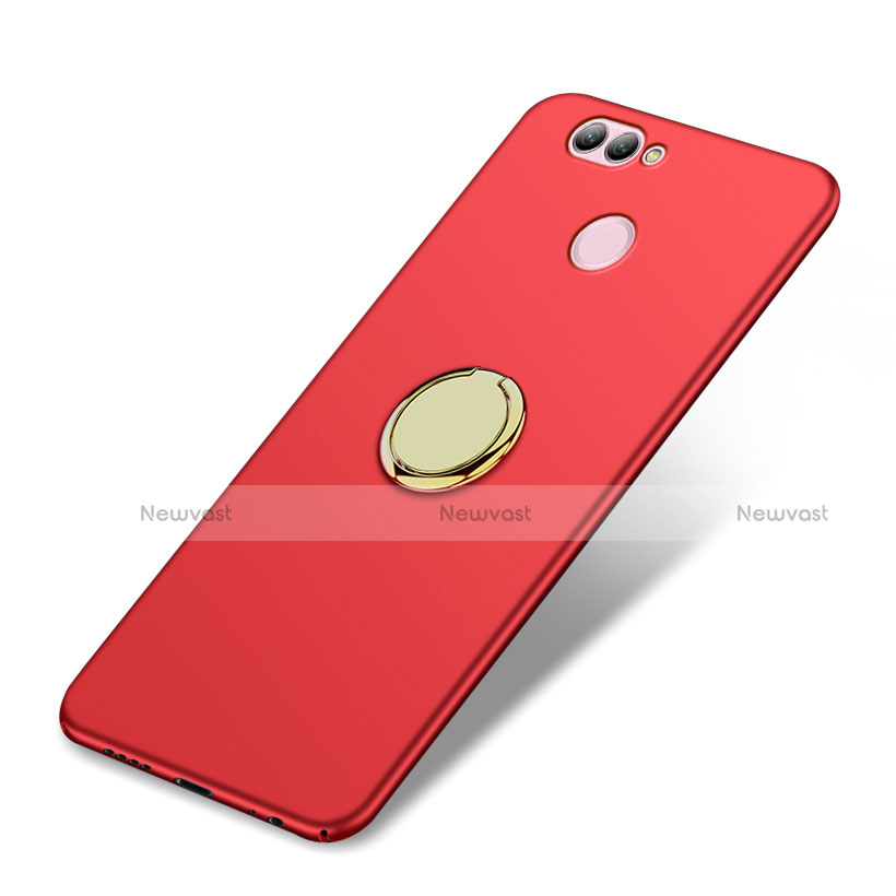 Hard Rigid Plastic Matte Finish Snap On Case with Finger Ring Stand A02 for Huawei Nova 2 Red