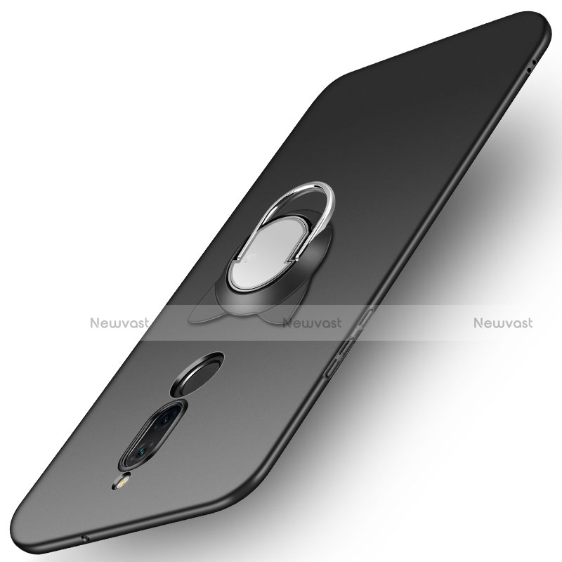 Hard Rigid Plastic Matte Finish Snap On Case with Finger Ring Stand A02 for Huawei Nova 2i Black