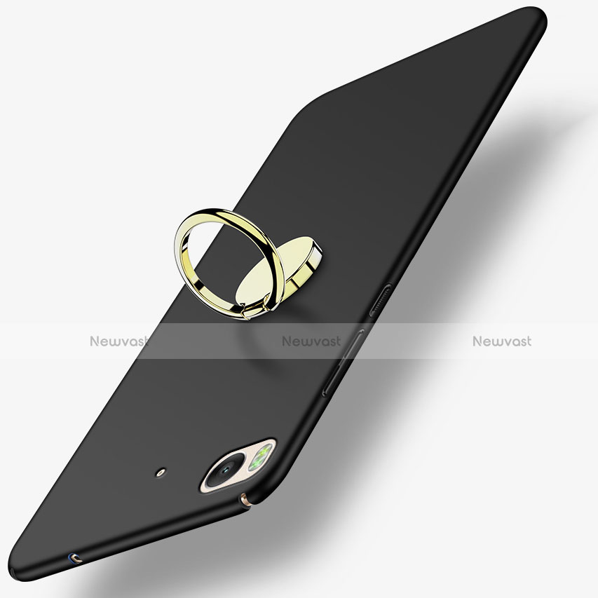 Hard Rigid Plastic Matte Finish Snap On Case with Finger Ring Stand A02 for Xiaomi Mi 5S 4G Black