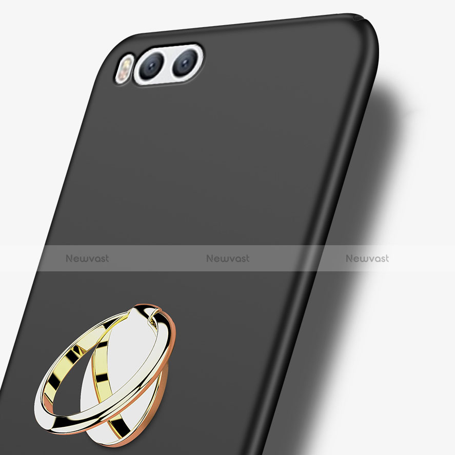 Hard Rigid Plastic Matte Finish Snap On Case with Finger Ring Stand A02 for Xiaomi Mi 6 Black