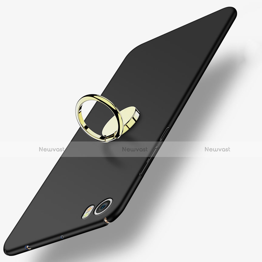 Hard Rigid Plastic Matte Finish Snap On Case with Finger Ring Stand A02 for Xiaomi Mi Note Black