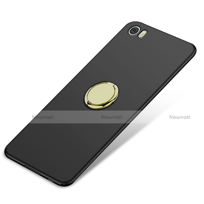 Hard Rigid Plastic Matte Finish Snap On Case with Finger Ring Stand A02 for Xiaomi Mi Note Black