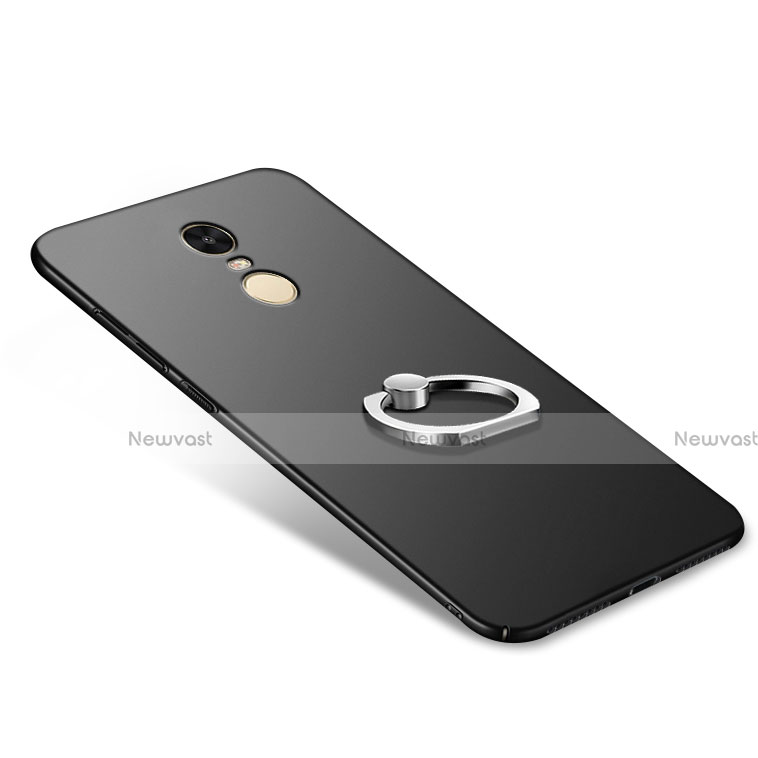 Hard Rigid Plastic Matte Finish Snap On Case with Finger Ring Stand A02 for Xiaomi Redmi Note 4X High Edition Black