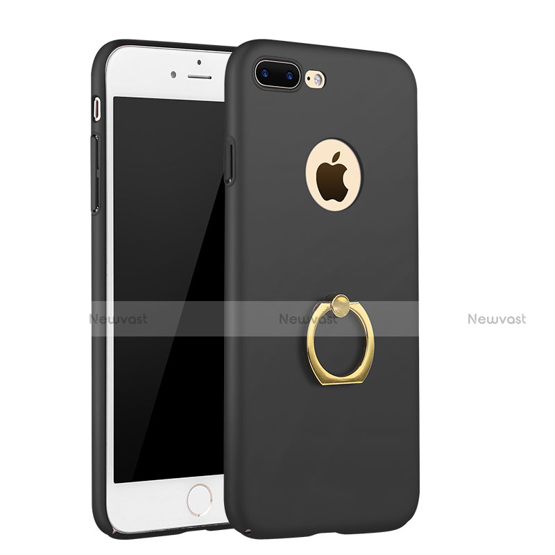 Hard Rigid Plastic Matte Finish Snap On Case with Finger Ring Stand A03 for Apple iPhone 7 Plus Black