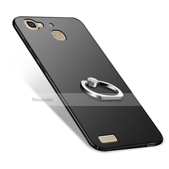 Hard Rigid Plastic Matte Finish Snap On Case with Finger Ring Stand A03 for Huawei Enjoy 5S Black