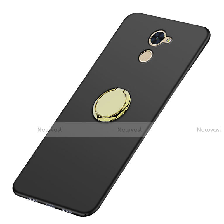 Hard Rigid Plastic Matte Finish Snap On Case with Finger Ring Stand A03 for Huawei Enjoy 7 Plus Black