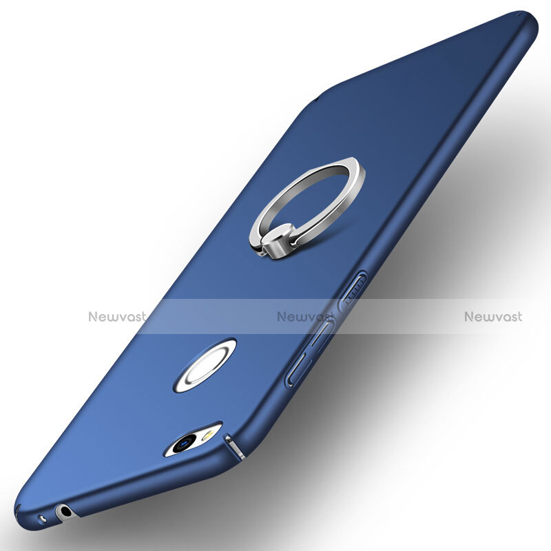 Hard Rigid Plastic Matte Finish Snap On Case with Finger Ring Stand A03 for Huawei Honor 8 Lite Blue