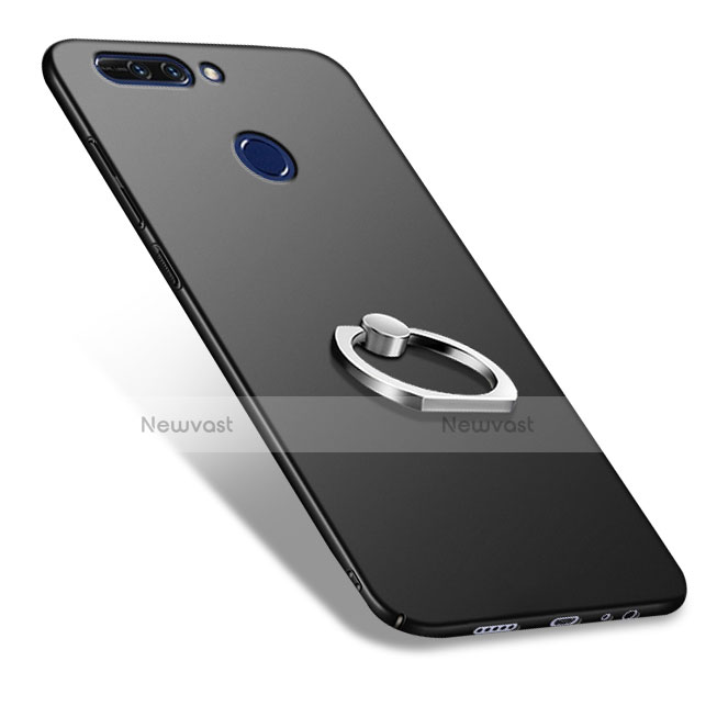 Hard Rigid Plastic Matte Finish Snap On Case with Finger Ring Stand A03 for Huawei Honor 8 Pro Black