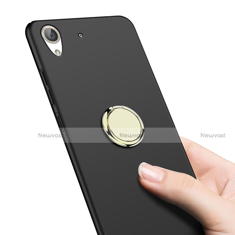 Hard Rigid Plastic Matte Finish Snap On Case with Finger Ring Stand A03 for Huawei Honor Holly 3 Black