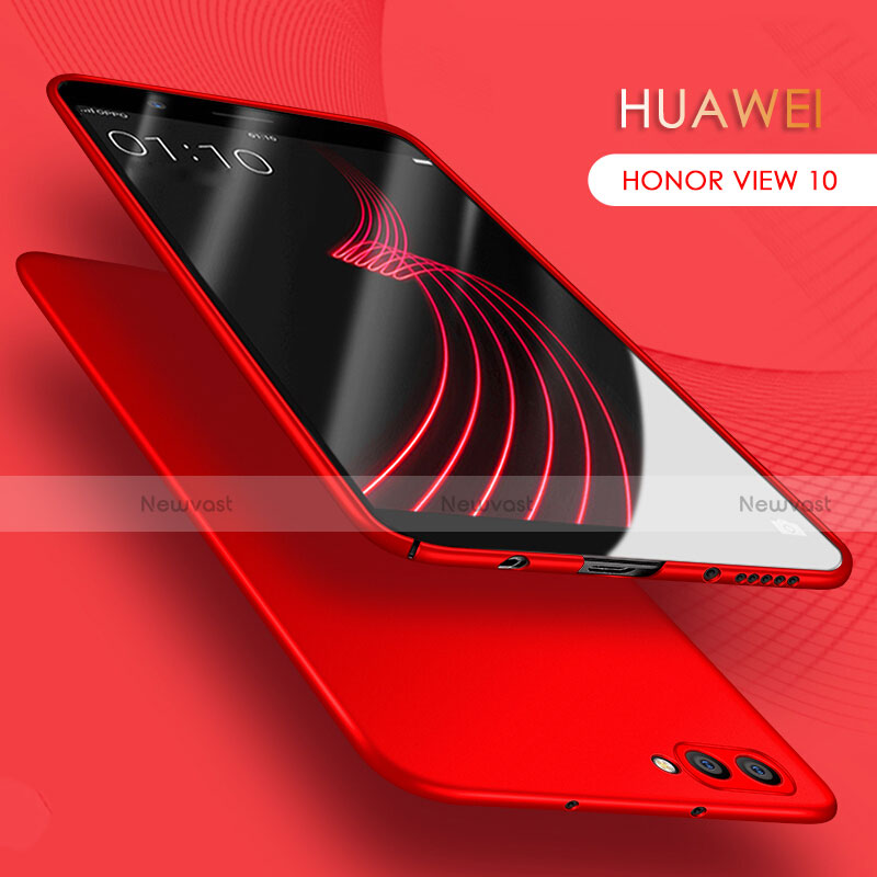 Hard Rigid Plastic Matte Finish Snap On Case with Finger Ring Stand A03 for Huawei Honor V10 Red