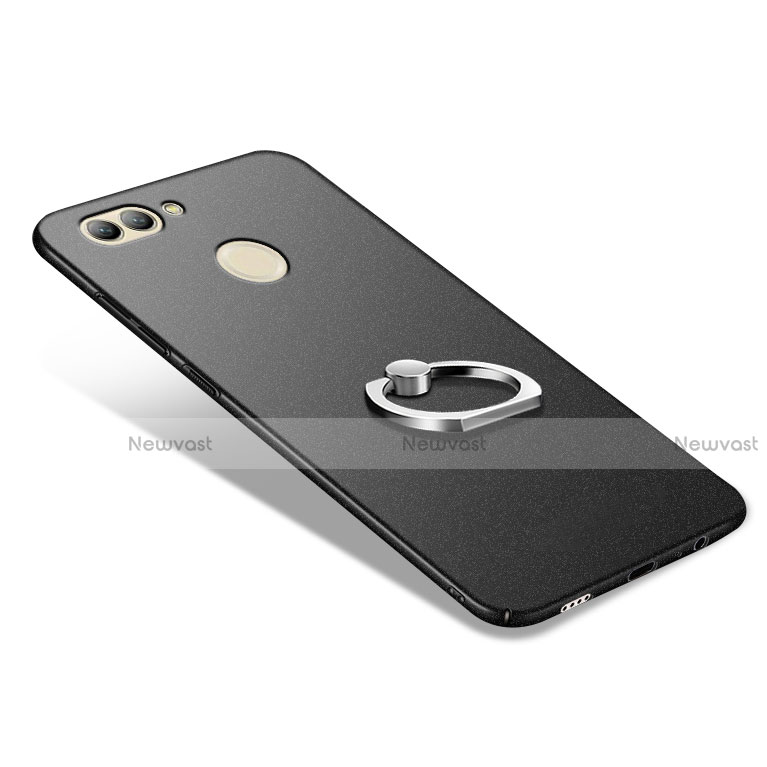 Hard Rigid Plastic Matte Finish Snap On Case with Finger Ring Stand A03 for Huawei Nova 2 Black