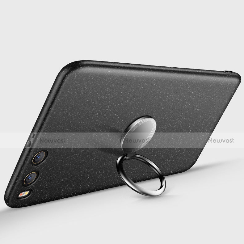 Hard Rigid Plastic Matte Finish Snap On Case with Finger Ring Stand A03 for Xiaomi Mi 6 Black