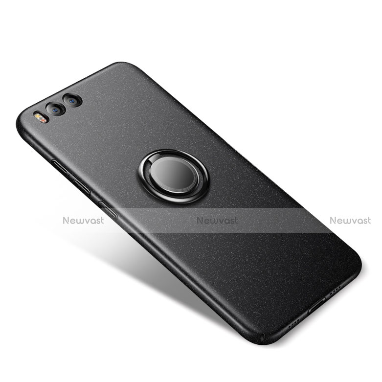 Hard Rigid Plastic Matte Finish Snap On Case with Finger Ring Stand A03 for Xiaomi Mi 6 Black