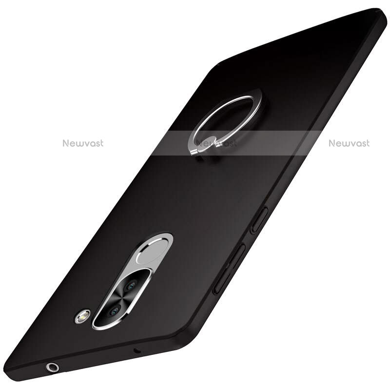 Hard Rigid Plastic Matte Finish Snap On Case with Finger Ring Stand A07 for Huawei Mate 9 Lite Black