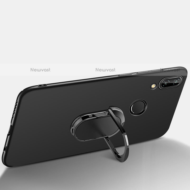 Hard Rigid Plastic Matte Finish Snap On Case with Finger Ring Stand and Lanyard for Huawei Nova 3e Black