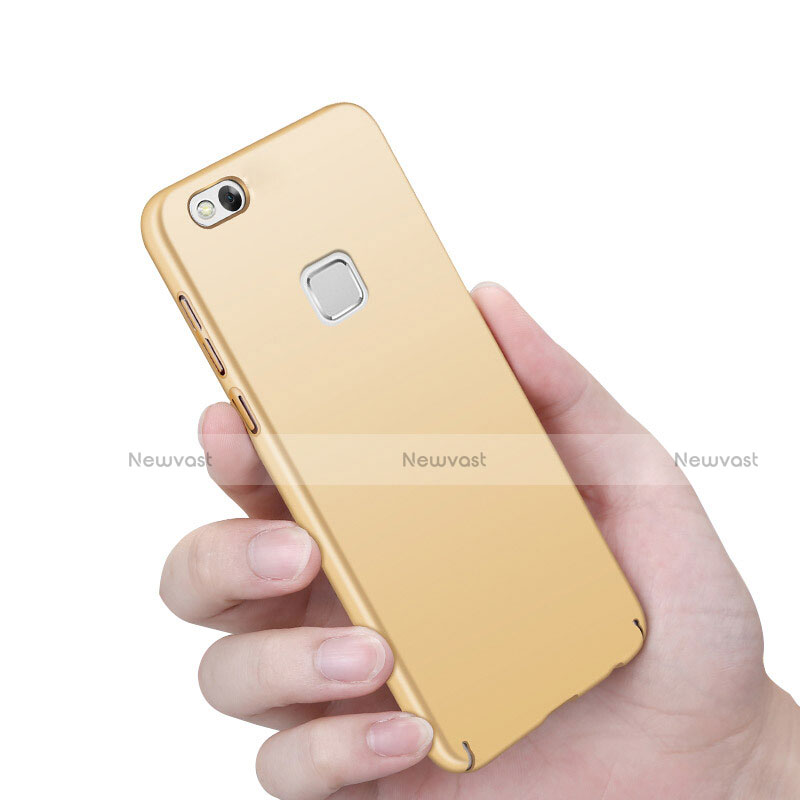 Hard Rigid Plastic Matte Finish Snap On Case with Finger Ring Stand C01 for Huawei P10 Lite Gold