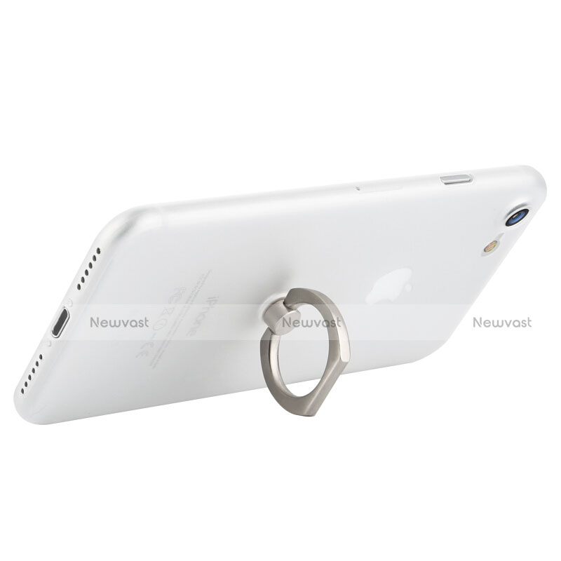 Hard Rigid Plastic Matte Finish Snap On Case with Finger Ring Stand F01 for Apple iPhone 7 White