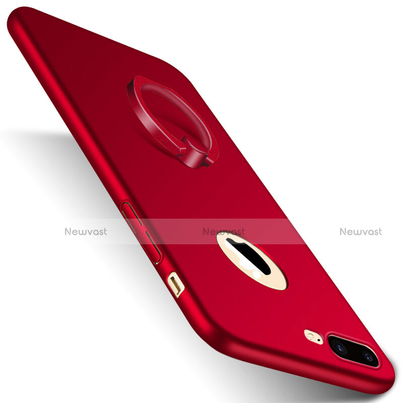 Hard Rigid Plastic Matte Finish Snap On Case with Finger Ring Stand F01 for Apple iPhone 8 Plus Red