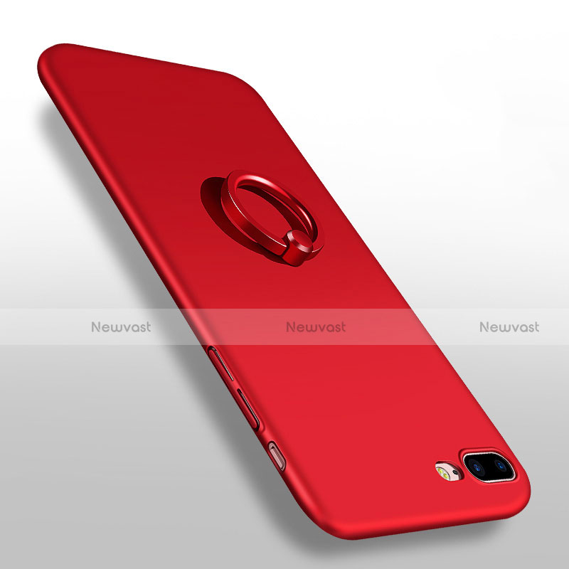 Hard Rigid Plastic Matte Finish Snap On Case with Finger Ring Stand F02 for Apple iPhone 7 Plus Red