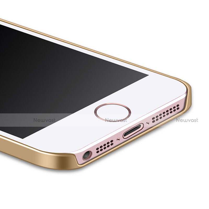 Hard Rigid Plastic Matte Finish Snap On Case with Finger Ring Stand for Apple iPhone 5S Gold