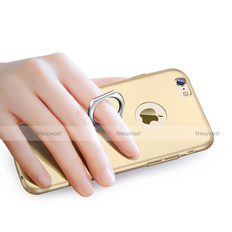 Hard Rigid Plastic Matte Finish Snap On Case with Finger Ring Stand for Apple iPhone 6 Gold