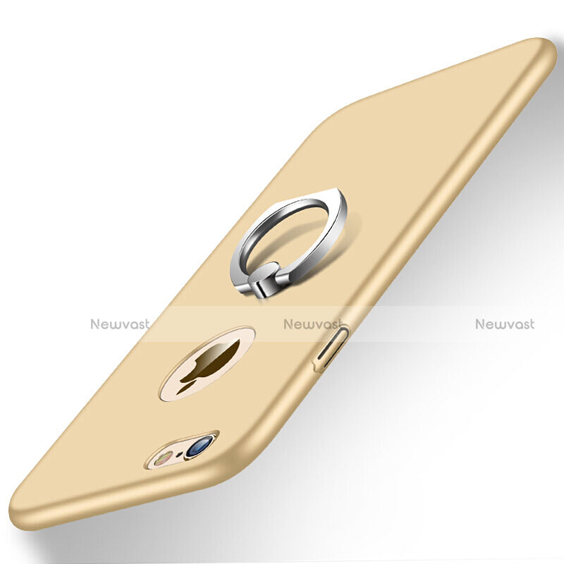 Hard Rigid Plastic Matte Finish Snap On Case with Finger Ring Stand for Apple iPhone 6 Plus Gold