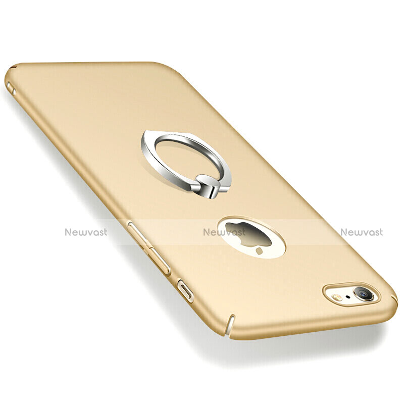 Hard Rigid Plastic Matte Finish Snap On Case with Finger Ring Stand for Apple iPhone 6 Plus Gold