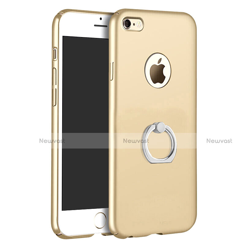 Hard Rigid Plastic Matte Finish Snap On Case with Finger Ring Stand for Apple iPhone 6 Plus Gold