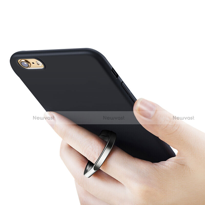 Hard Rigid Plastic Matte Finish Snap On Case with Finger Ring Stand for Apple iPhone 6S Black