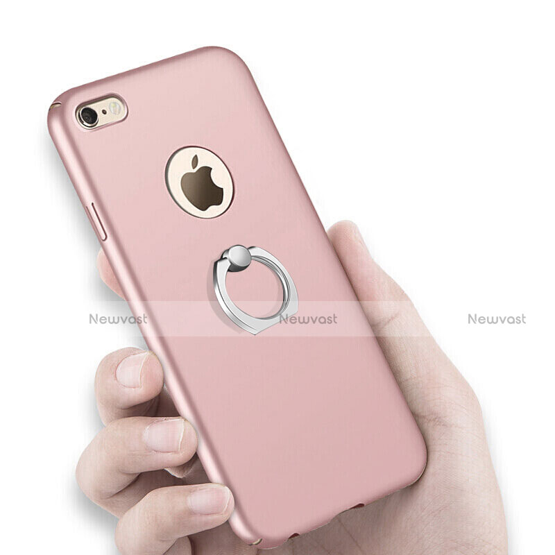 Hard Rigid Plastic Matte Finish Snap On Case with Finger Ring Stand for Apple iPhone 6S Pink