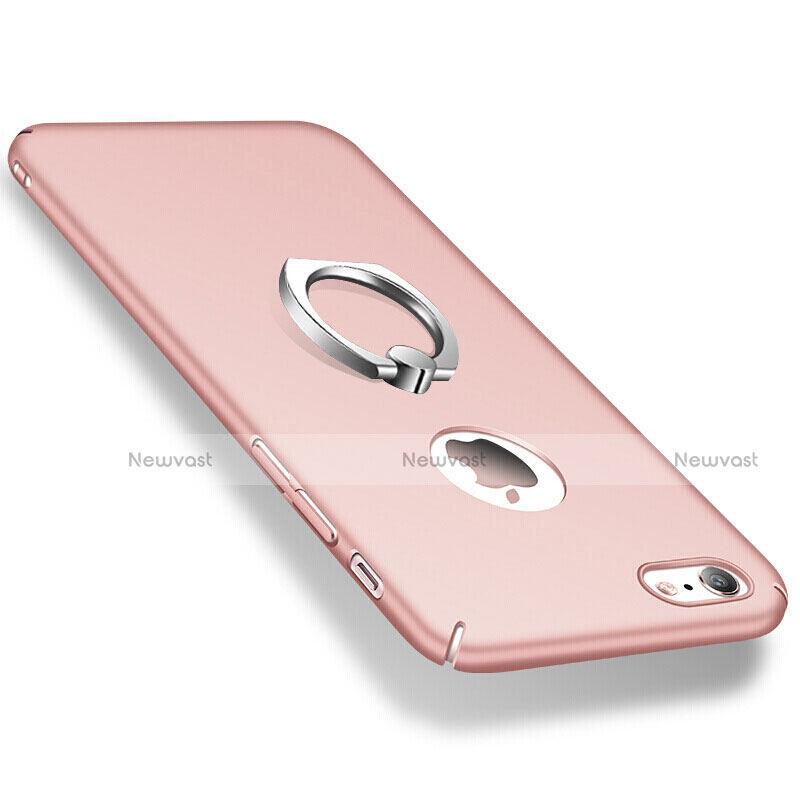 Hard Rigid Plastic Matte Finish Snap On Case with Finger Ring Stand for Apple iPhone 6S Pink