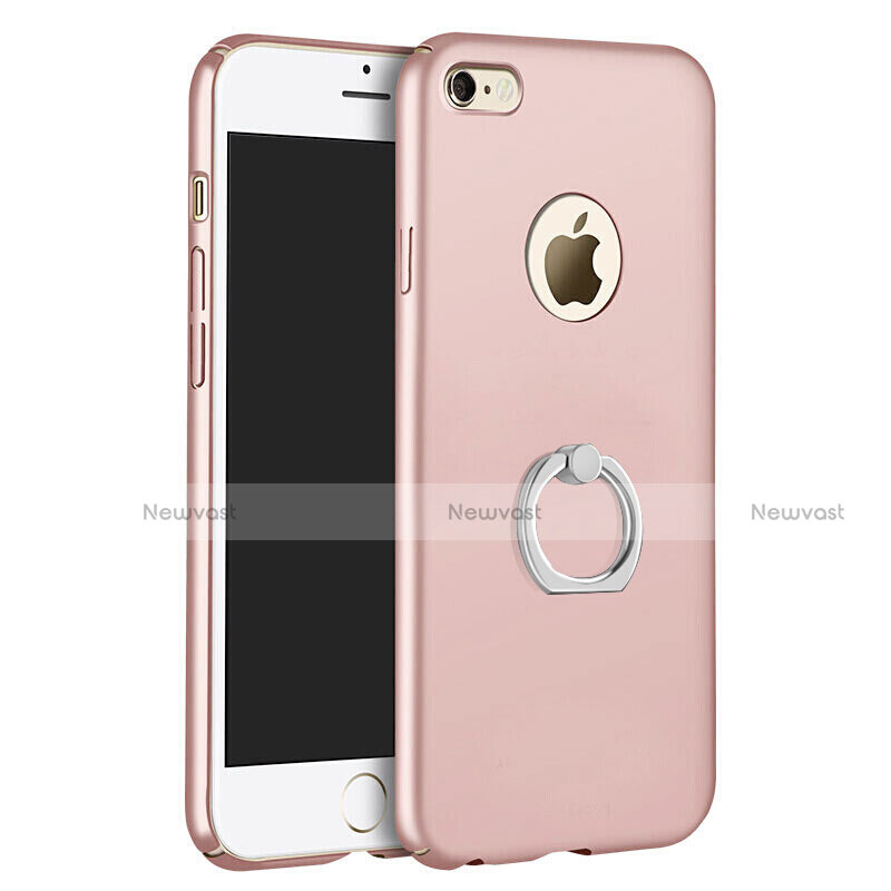 Hard Rigid Plastic Matte Finish Snap On Case with Finger Ring Stand for Apple iPhone 6S Pink