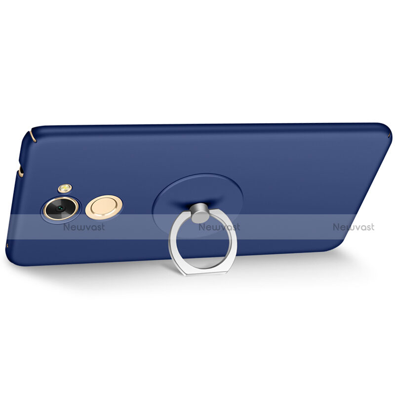 Hard Rigid Plastic Matte Finish Snap On Case with Finger Ring Stand for Huawei Enjoy 7 Plus Blue