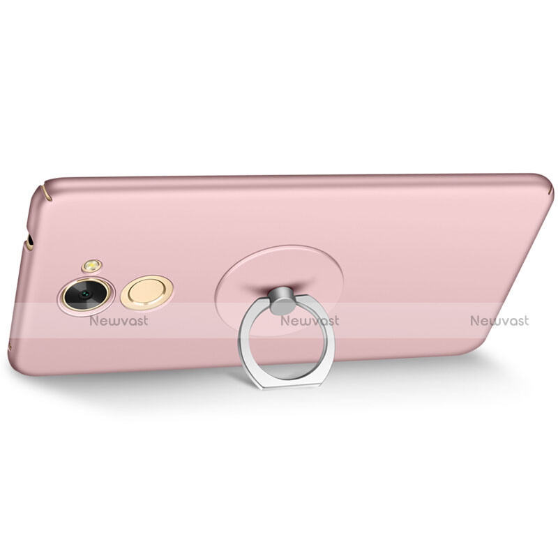 Hard Rigid Plastic Matte Finish Snap On Case with Finger Ring Stand for Huawei Enjoy 7 Plus Pink