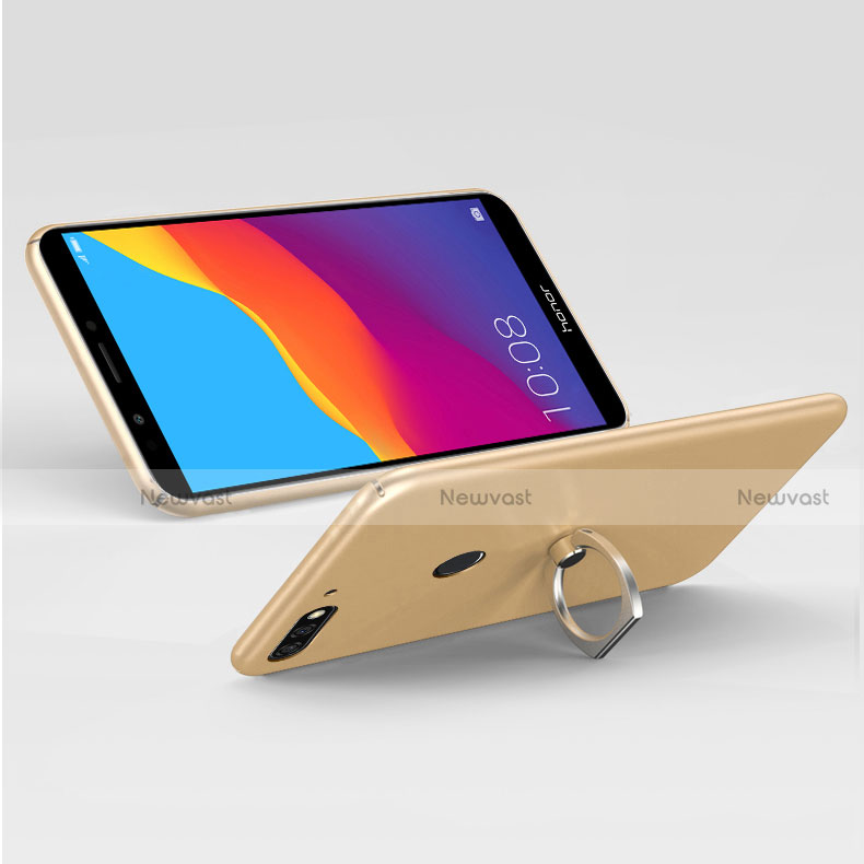 Hard Rigid Plastic Matte Finish Snap On Case with Finger Ring Stand for Huawei Enjoy 8e Gold