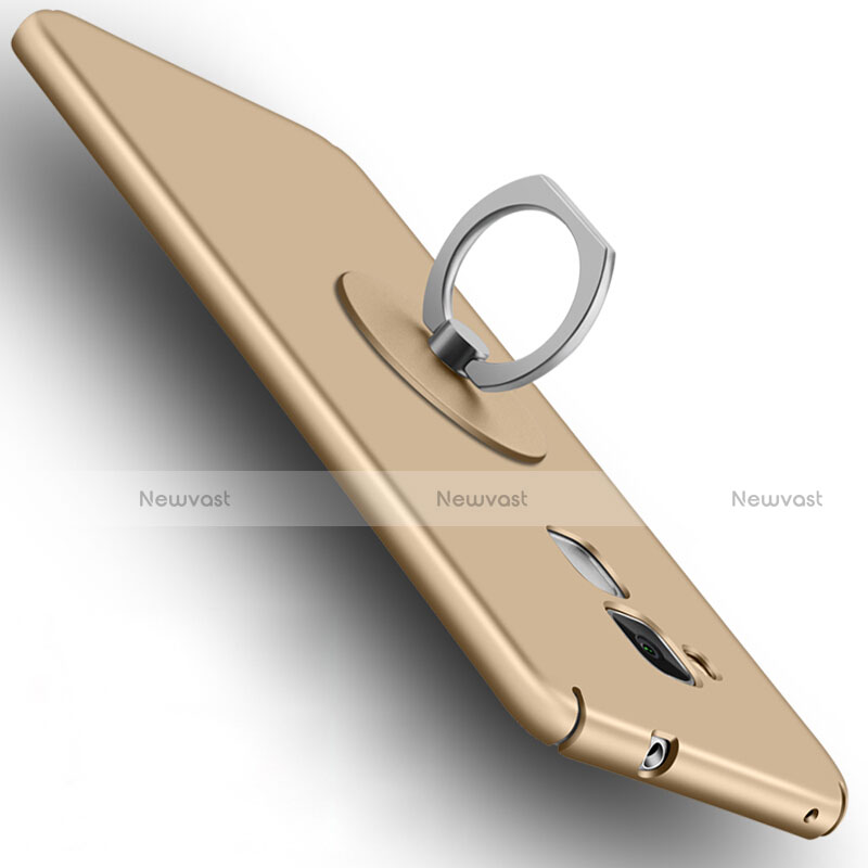 Hard Rigid Plastic Matte Finish Snap On Case with Finger Ring Stand for Huawei Honor 5C Gold