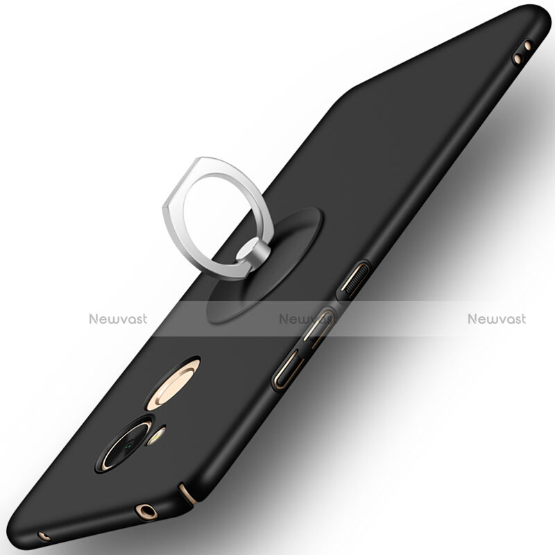 Hard Rigid Plastic Matte Finish Snap On Case with Finger Ring Stand for Huawei Honor 6A Black