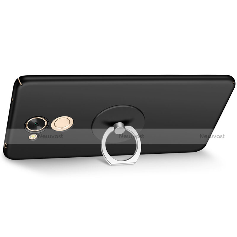 Hard Rigid Plastic Matte Finish Snap On Case with Finger Ring Stand for Huawei Honor 6A Black