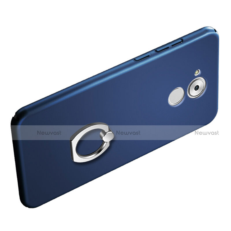 Hard Rigid Plastic Matte Finish Snap On Case with Finger Ring Stand for Huawei Honor 6C Blue