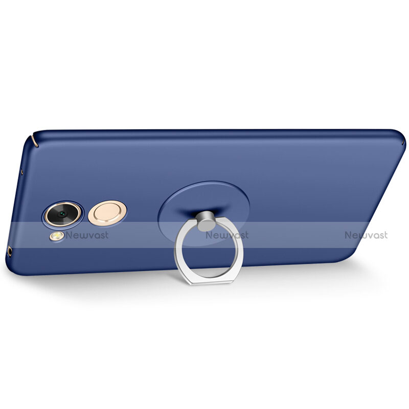 Hard Rigid Plastic Matte Finish Snap On Case with Finger Ring Stand for Huawei Honor 6C Pro Blue