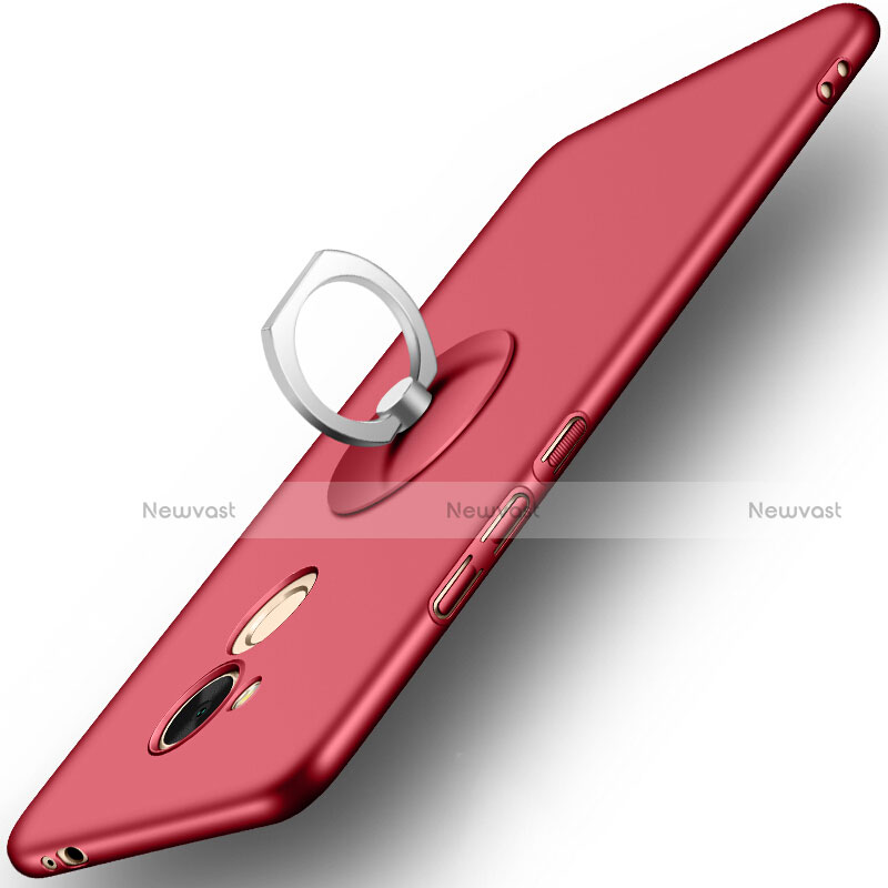 Hard Rigid Plastic Matte Finish Snap On Case with Finger Ring Stand for Huawei Honor 6C Pro Red