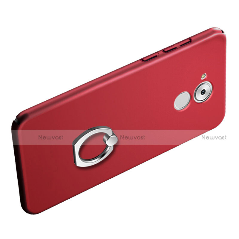 Hard Rigid Plastic Matte Finish Snap On Case with Finger Ring Stand for Huawei Honor 6C Red