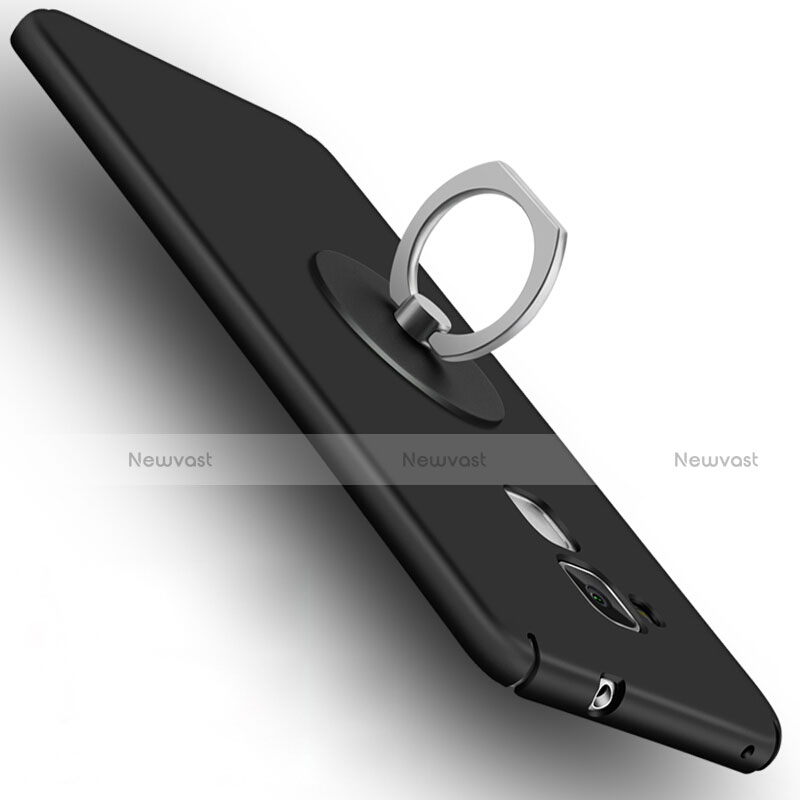 Hard Rigid Plastic Matte Finish Snap On Case with Finger Ring Stand for Huawei Honor 7 Lite Black