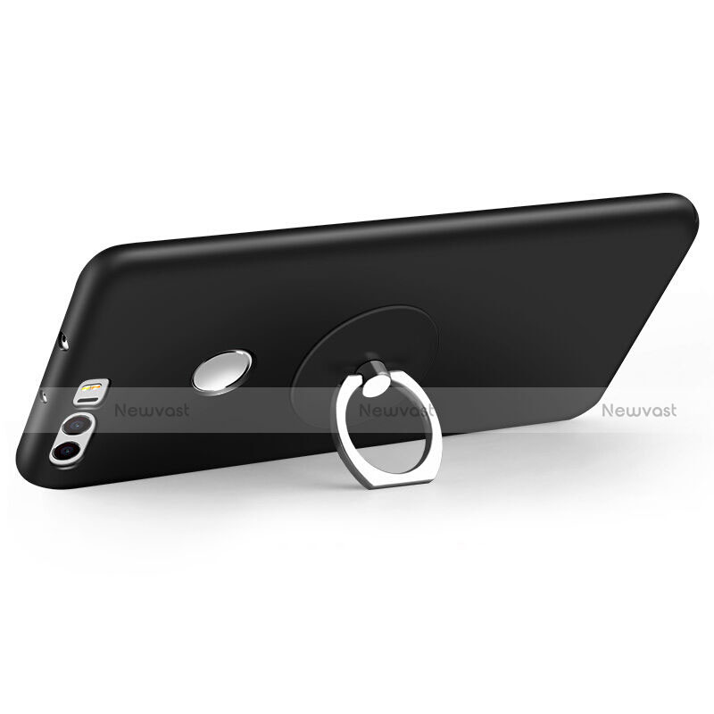 Hard Rigid Plastic Matte Finish Snap On Case with Finger Ring Stand for Huawei Honor 8 Black