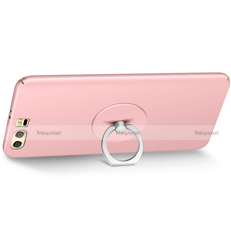 Hard Rigid Plastic Matte Finish Snap On Case with Finger Ring Stand for Huawei Honor 9 Pink