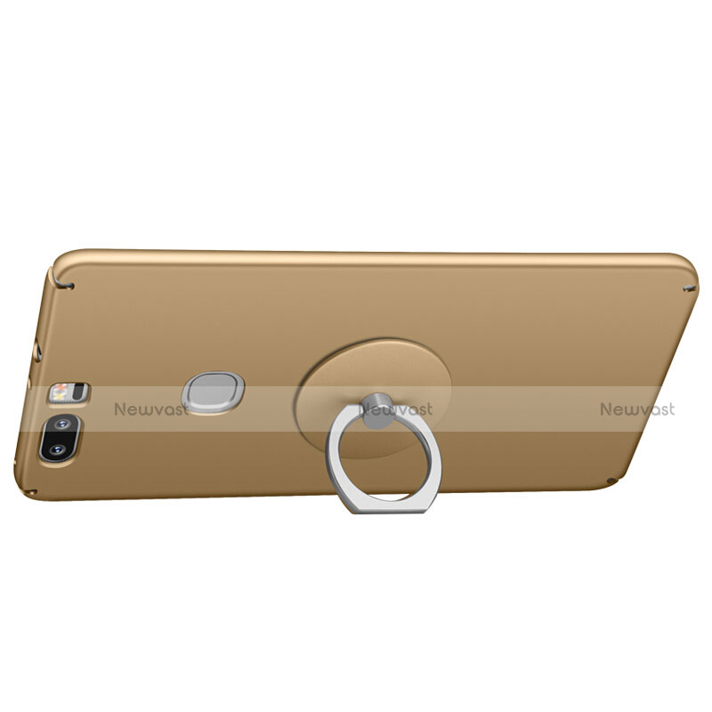 Hard Rigid Plastic Matte Finish Snap On Case with Finger Ring Stand for Huawei Honor V8 Gold