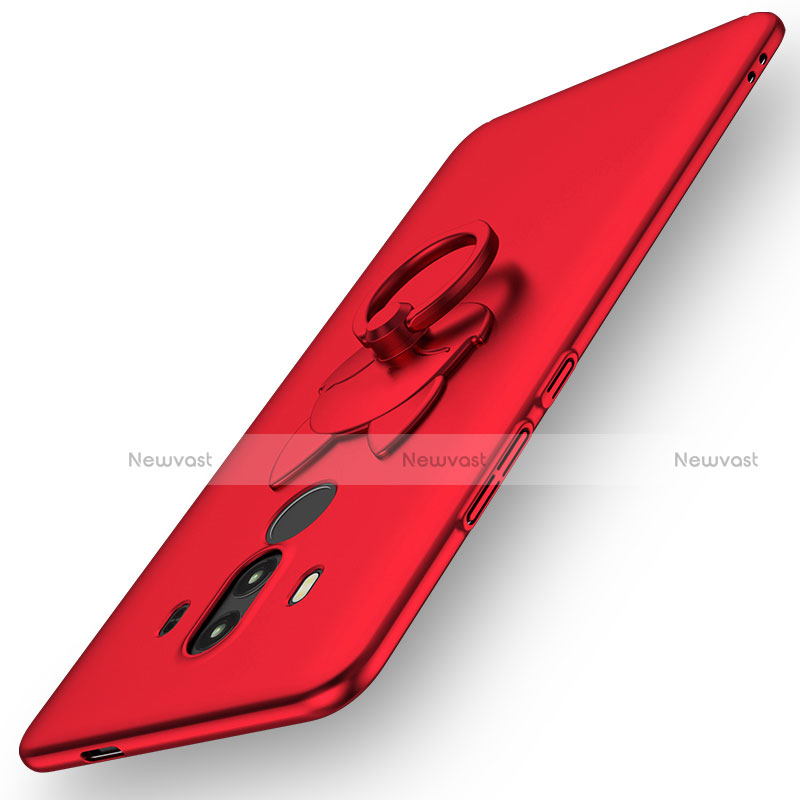 Hard Rigid Plastic Matte Finish Snap On Case with Finger Ring Stand for Huawei Mate 10 Pro Red