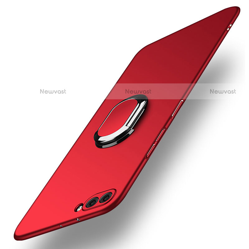 Hard Rigid Plastic Matte Finish Snap On Case with Finger Ring Stand for Huawei Nova 2S Red